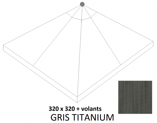 Vervangingsdoek in Titanium in Olefin met zijflappen Sun Garden - Easy Sun parasol 320 Vierkant